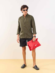 Khaki Green Irish Linen Shirt